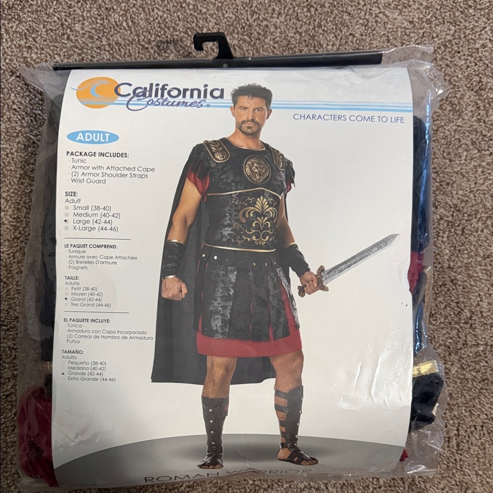 Large Roman Warrior Costume - Black , Red and gold